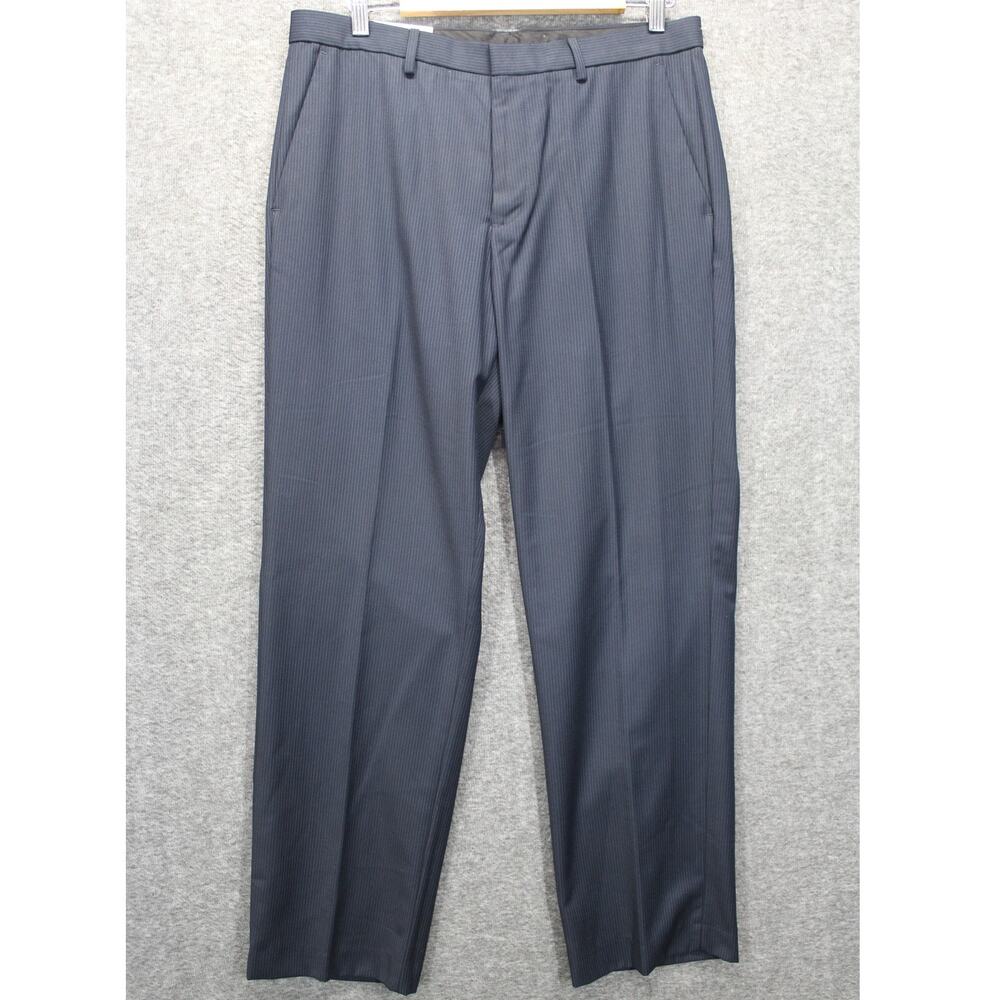 Calvin Klein Mens 32x30.5 Dress Pants Pin Stripes straight Fit Blue NEW